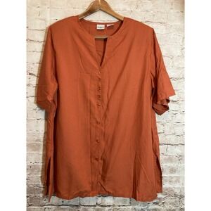Carolina‎ Colours Lagenlook Top Womens 20W Rust Orange Button Front Lagom Plus